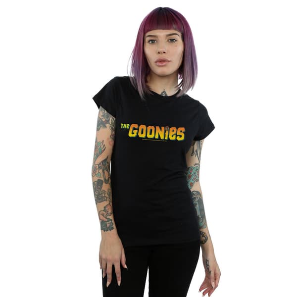 The Goonies Dam/Dam Klassisk Logotyp T-shirt i Bomull M Svart Black M