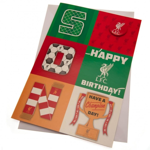 Liverpool FC Sons födelsedagskort 23cm x 15cm Röd/Grön/Vit Red/Green/White 23cm x 15cm