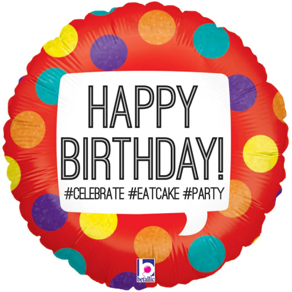 Betallic Hashtag Polka Dot Grattis på födelsedagen folieballong i en one size Multicoloured One Size