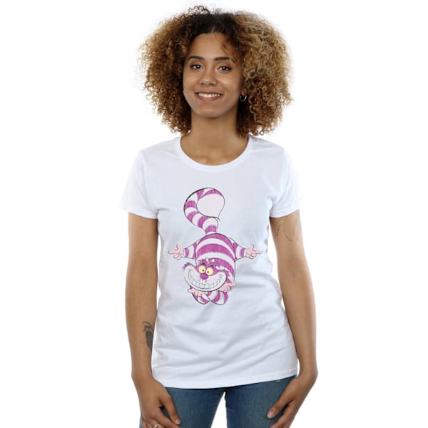 Disney Womens/Ladies Alice In Wonderland Cheshire Cat Upside Down Bomull T-shirt XXL Vit White XXL