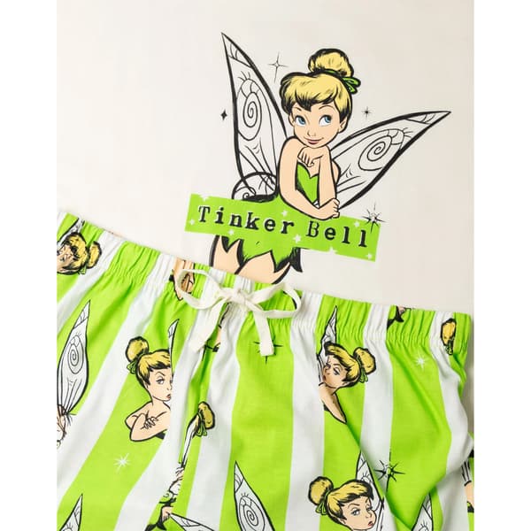 Tinkerbell Pyjamas för kvinnor/damer, kortärmad, lång pyjamas, L vit/ White/Green L