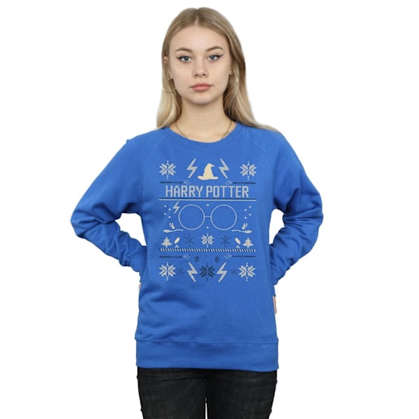 Harry Potter Damjul/Dam Christmas Mönster Sweatshirt M Royal Royal Blue M