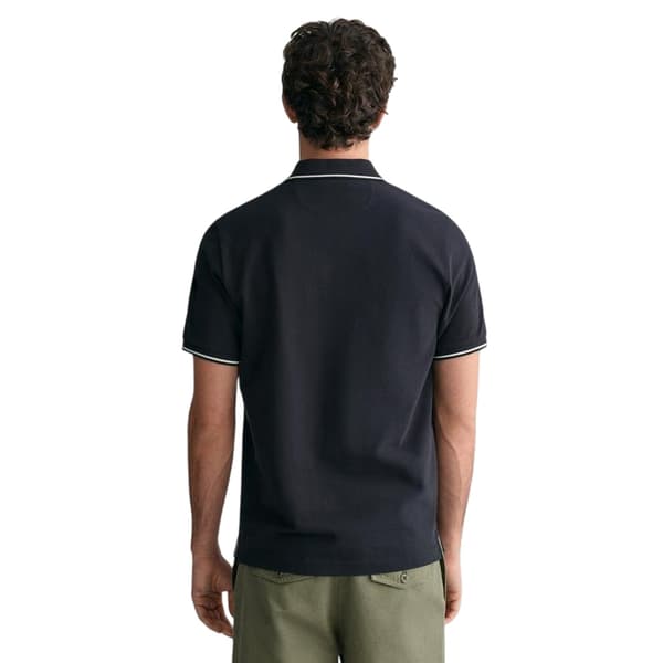 Gant Herr Broderad Pikétröja S Svart Black S