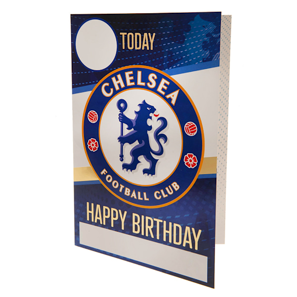 Chelsea FC födelsedagskort med klistermärken 22cm x 15cm blå/guld/vit Blue/Gold/White 22cm x 15cm