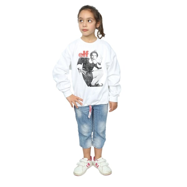 Elf Girls Mono Distressed Poster Sweatshirt 12-13 år Vit White 12-13 Years