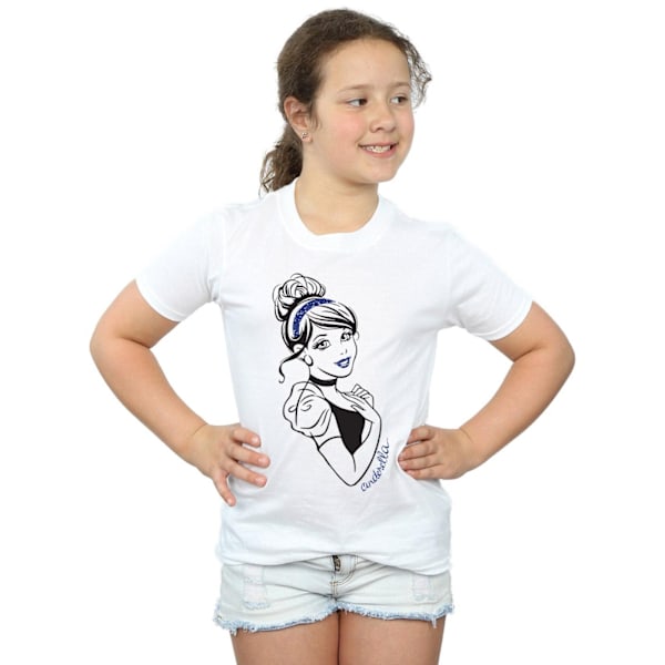 Disney Princess Girls Askungen Glitter Bomull T-shirt 9-11 År White 9-11 Years