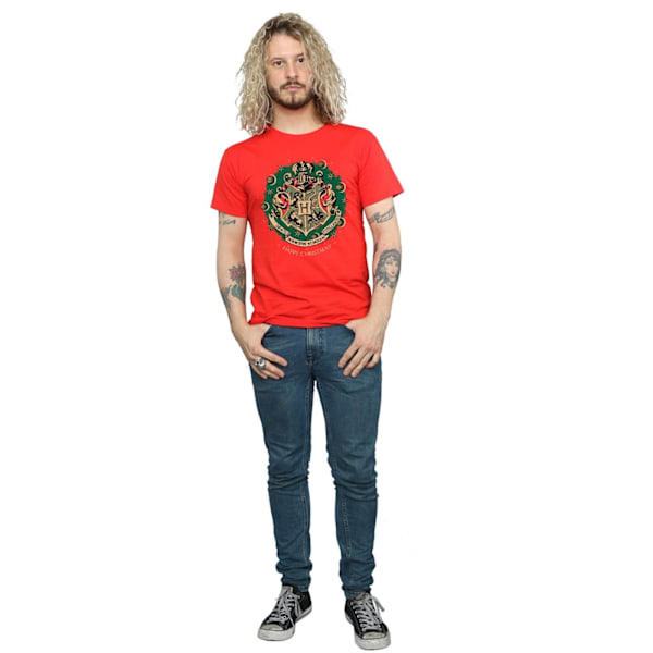 Harry Potter Herr Jul T-shirt i Bomull med Krans M Röd Red M