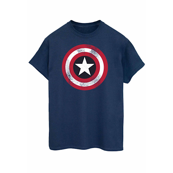 Marvel Dam/Damer Captain America Distressed Shield Bomull B Navy Blue XXL