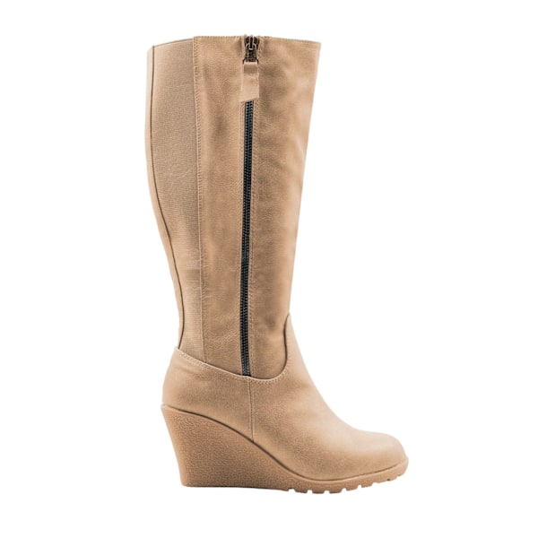 Where's That From Dam/Damer Lara Konstläder Sido Dragkedja Kilklack Khaki 3 UK