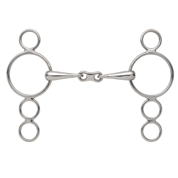 Shires French Link Horse 3 Ring Gag Bit 4.5in Silver Silver 4.5in