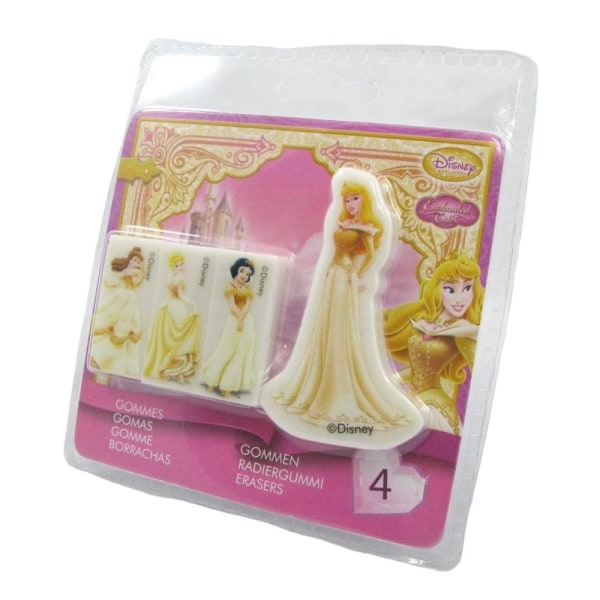 Disney Princess Characters Erasers (paket med 4) One Size Gul/ Yellow/Off White One Size