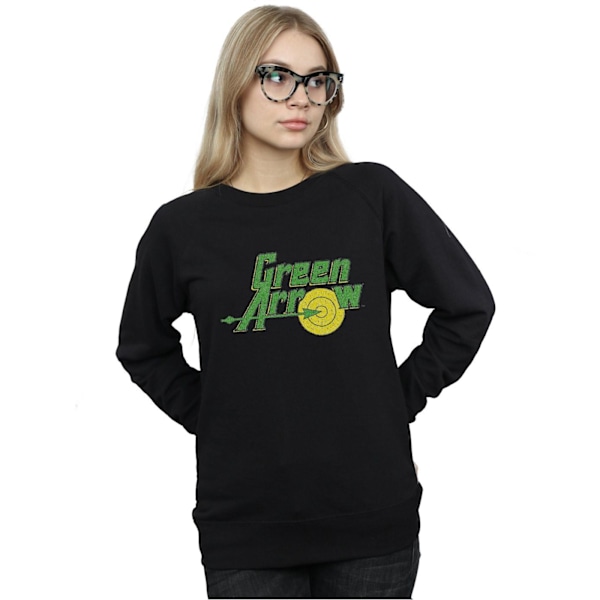 DC Comics Dam/Kvinnor Green Arrow Crackle Logo Sweatshirt M B Black M