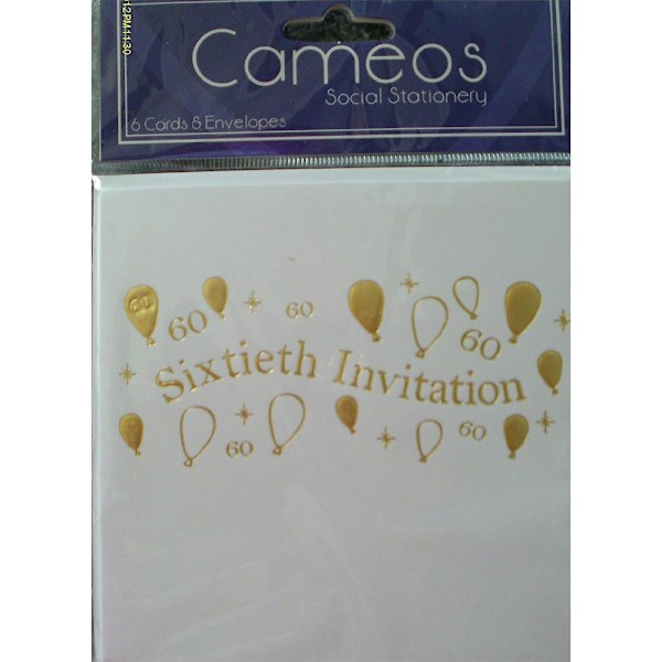 Cameos 60-årsinbjudningar (6-pack) One Size Vit/Guld White/Gold One Size
