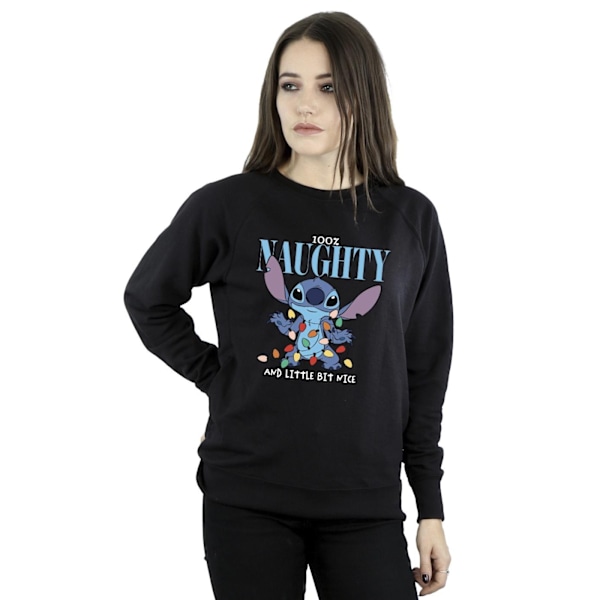 Disney Dam/Kvinnor Lilo & Stitch Naughty & Nice Sweatshirt 3X Black 3XL