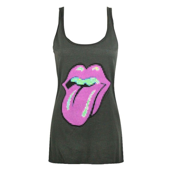 Amplified Womens/Ladies Pixel Lick The Rolling Stones Tank Top Charcoal XS