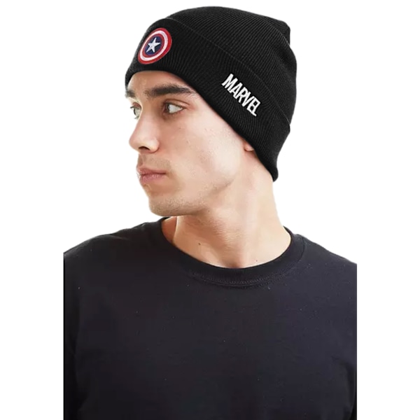 Captain America Mens Shield Beanie One Size Black Black One Size