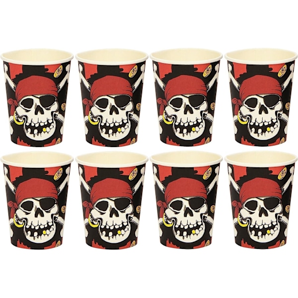 Amscan Pappersmugg Jolly Roger 250 ml (8-pack) One Size B Black/White/Red One Size