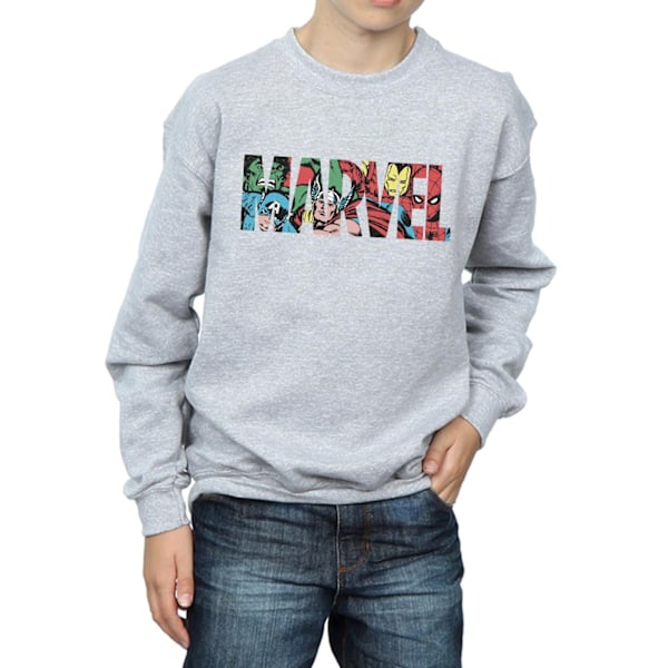 Marvel Comics Boys Character Infill Logo Sweatshirt 12-13 år Sports Grey 12-13 Years