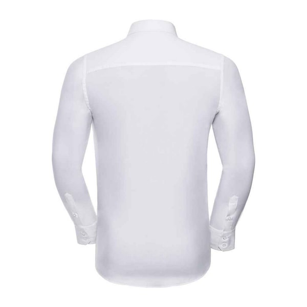Russell Collection Herr Fitted Långärmad Skjorta 4XL Vit White 4XL