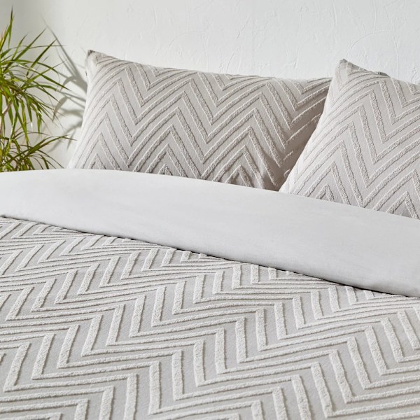 The Linen Yard Tufted Chevron Påslakan Set Singel Stone Stone Single