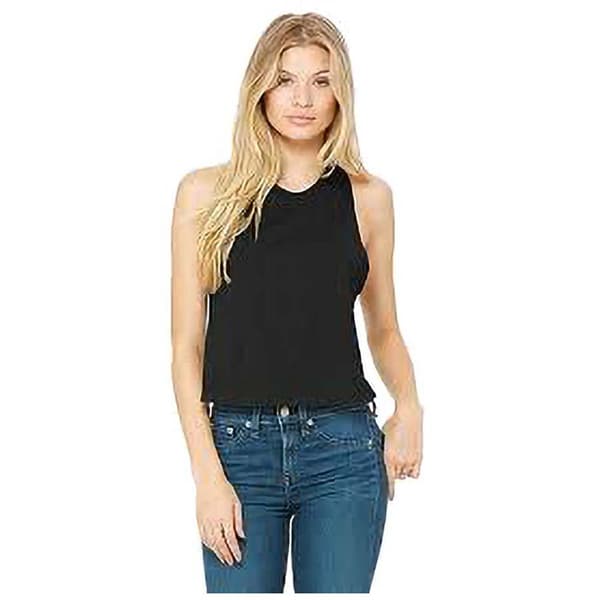 Bella + Canvas Dam/Dam Racerback Cropped Sleeveless Tank Solid Black Blend XL