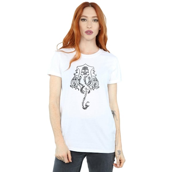 Harry Potter Dam/Kvinnor Mörka Märket Crest Bomull Boyfriend T-Shirt White 3XL