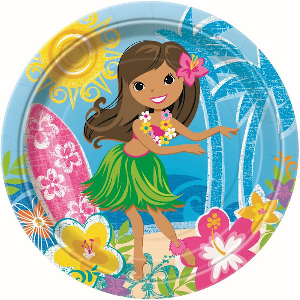 Unika festpapper Hawaiian festplattor (förpackning om 8) En storlek M Multicoloured One Size