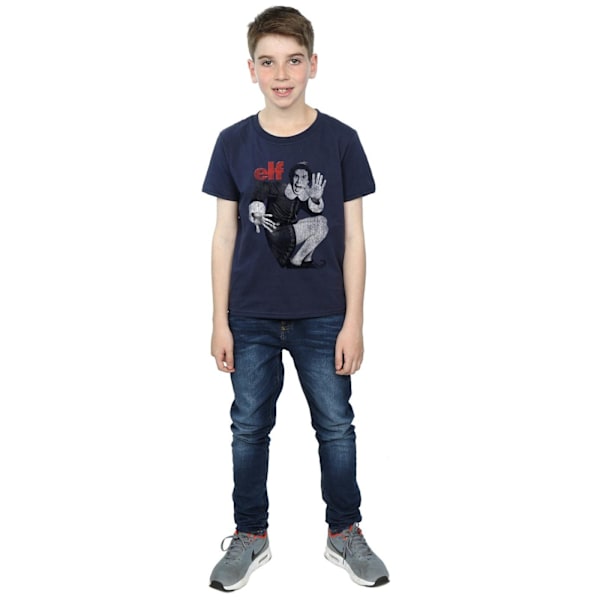 Elf Boys Mono Distressed Poster T-Shirt 7-8 år Marinblå Navy Blue 7-8 Years