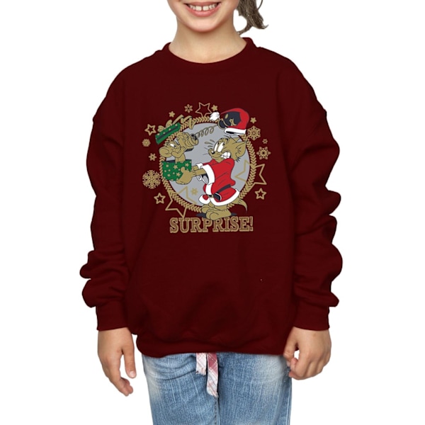 Tom And Jerry Girls Julöverraskning Sweatshirt 5-6 År Bur Burgundy 5-6 Years