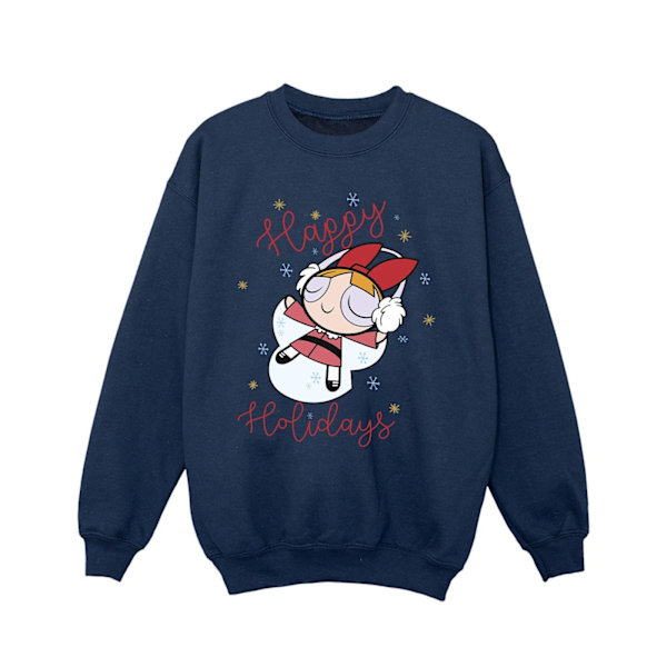 Powerpuff Girls Girls Happy Holidays Sweatshirt 5-6 år N Navy Blue 5-6 Years