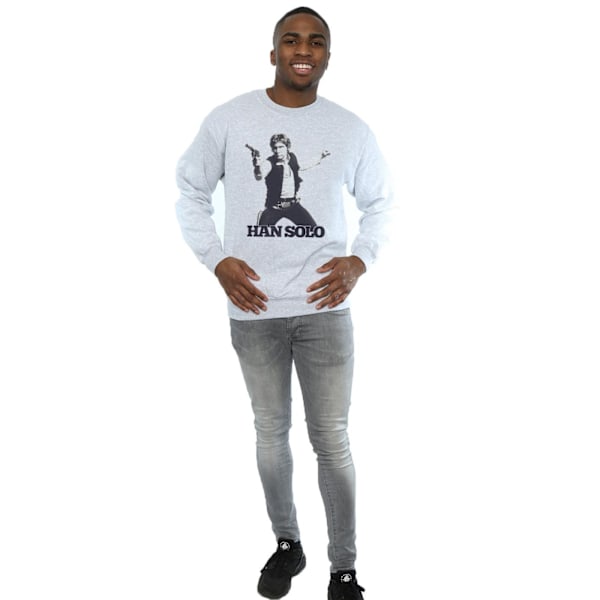Star Wars Herr Han Solo Retro Foto Sweatshirt S Sports Grey Sports Grey S