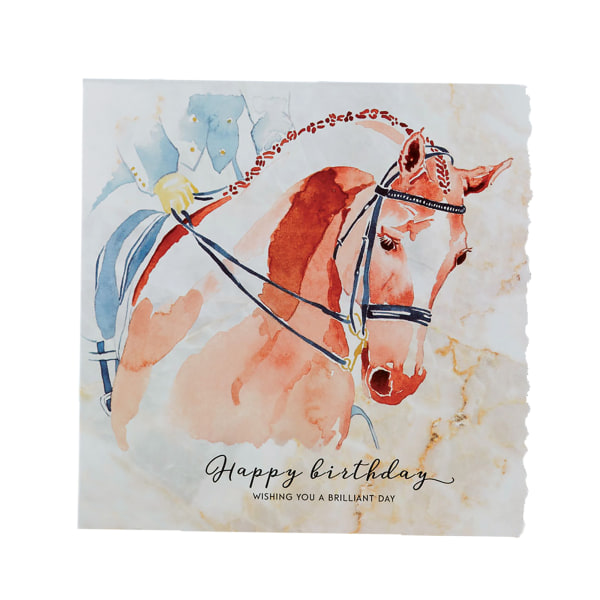 Deckled Edge Fanciful Dolomite Greetings Card One Size Happy Bi Happy Birthday - Dressage Horse (Mu One Size