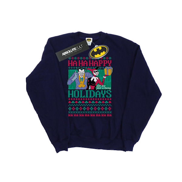 DC Comics Herr Joker Och Harley Quinn Ha Ha Happy Holidays Sweatshirt Navy Blue XL