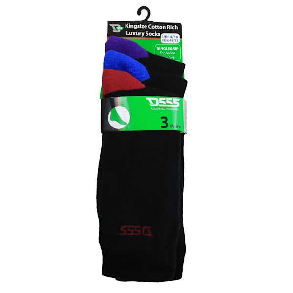 Duke Herr D555 Pheonix Bomullsstrumpor i Kingsize (3-pack) 11-13 Blue/Red/Purple 11-13 UK