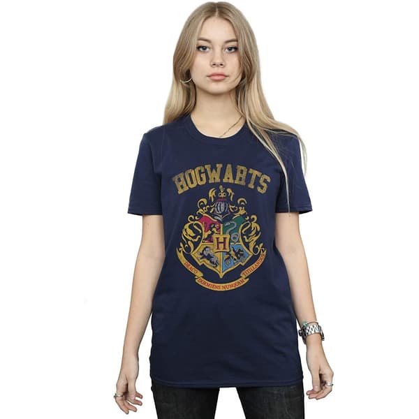 Harry Potter Dam/Kvinnor Hogwarts Crest T-Shirt S Marinblå Navy S