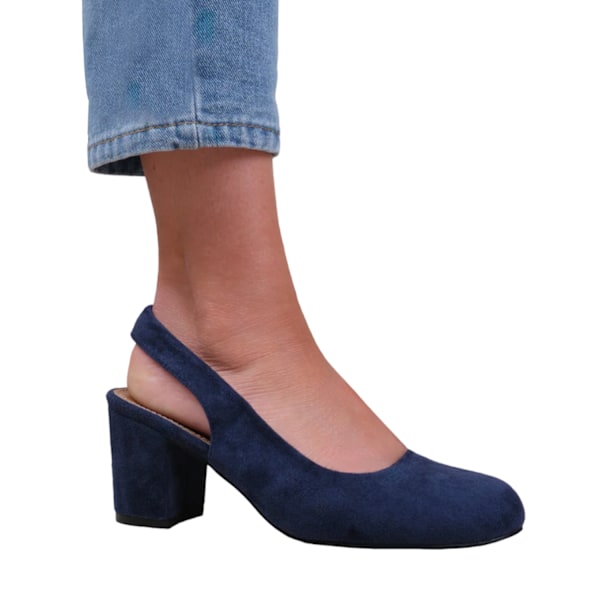 Where's That From Edith Slingback-skor i mocka för kvinnor/damer, breda Navy 3 UK Wide