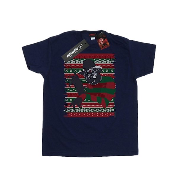 A Nightmare On Elm Street Herr Jul Fair Isle T-Shirt L Na Navy Blue L