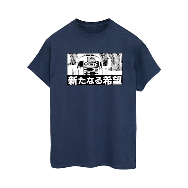 Star Wars Dam/Damer R2D2 Japansk Bomull Boyfriend T-shirt Navy Blue XL