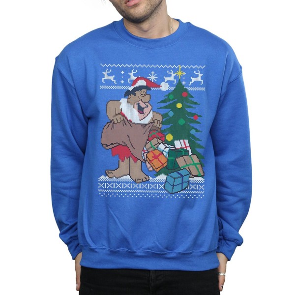 The Flintstones Herr Jul Fair Isle Sweatshirt L Royal Blu Royal Blue L