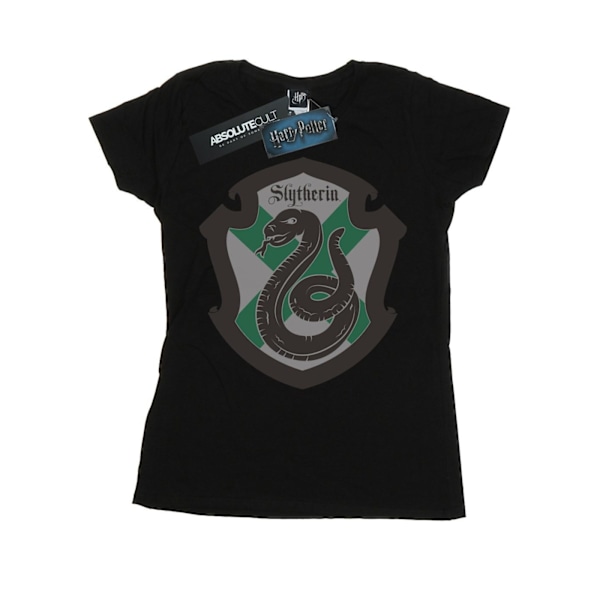 Harry Potter Dam/Kvinnor Slytherin Crest Flat Bomull T-shirt Black M