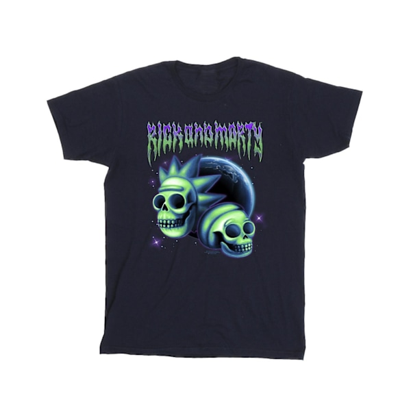 Rick And Morty Herr Space Skull T-Shirt 4XL Marinblå Navy Blue 4XL