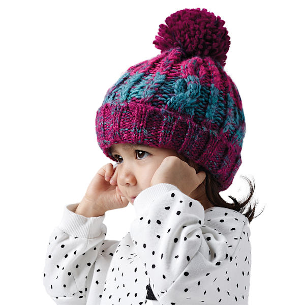 Beechfield Barn/Barn Pom Pom Beanie En Storlek Vinter Bär Winter Berries One Size