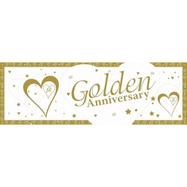Creative Party Golden (50:e) bröllopsdagsbanner One Siz White/Gold One Size