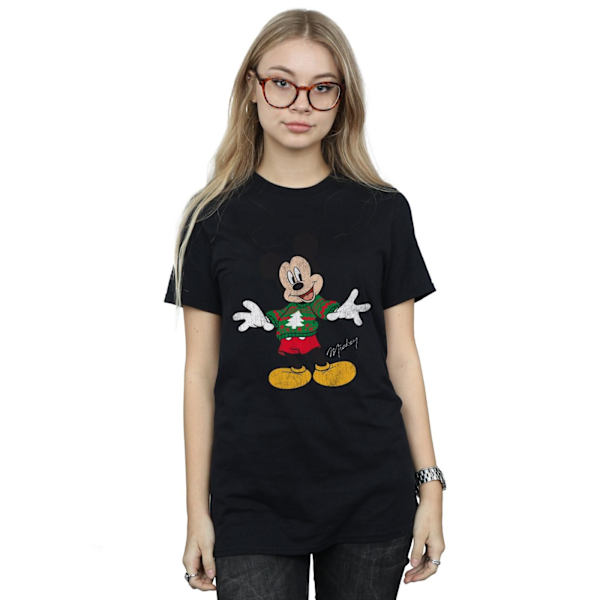Disney Dam/Damer Mickey Mouse Jultröja Bomull Pojkvän Black M