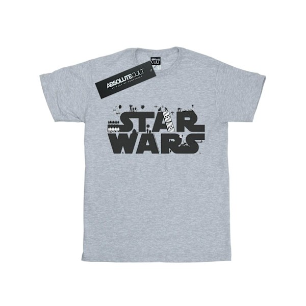 Star Wars Dam/Damer Minimalistisk Logotyp Bomull Pojkvän T-Shir Sports Grey M