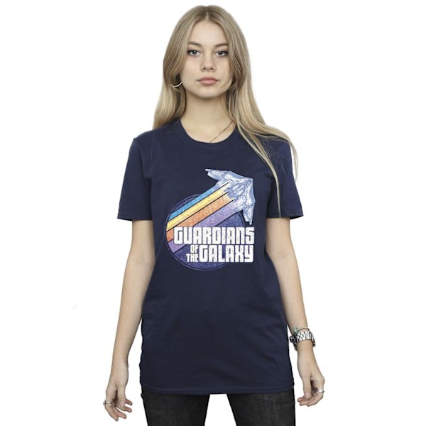 Guardians Of The Galaxy Dam/Damer Badge Rocket Bomull Pojkvän T-Shirt Navy Blue 3XL