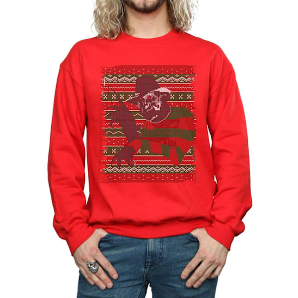 A Nightmare On Elm Street Herr Jul Fair Isle Sweatshirt M Red M