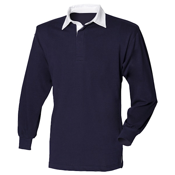 Front Row Long Sleeve Classic Rugby Polo Shirt S Navy/White Navy/White S
