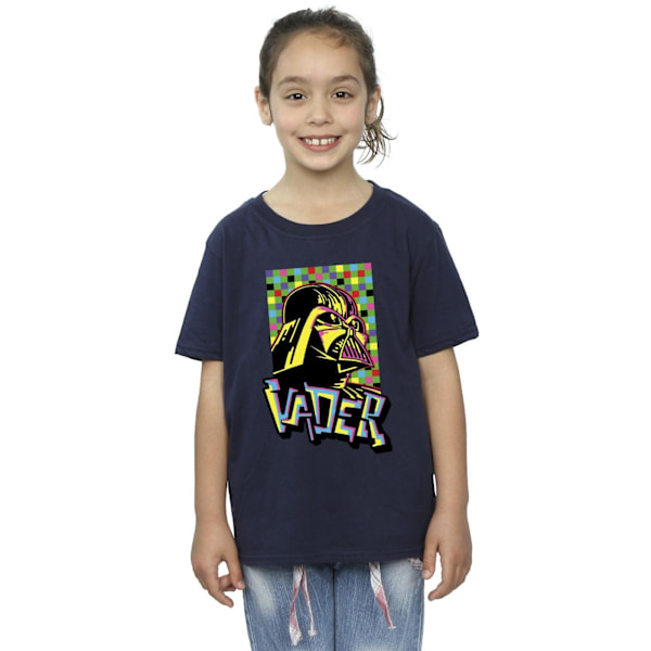 Star Wars Girls Vader Graffiti Pop Art Bomull T-shirt 12-13 år Navy Blue 12-13 Years