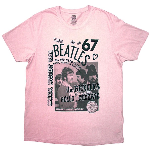 The Beatles Unisex Vuxen T-shirt 1967 S Rosa Pink S